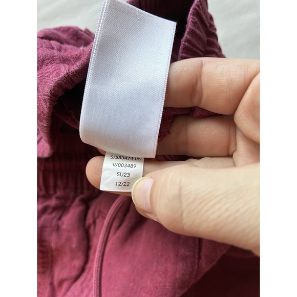 Athleta Retreat Linen Wide Leg Pant Sz 6 Tall CoffeeBerry Beach Coastal Pull On - Picture 9 of 13